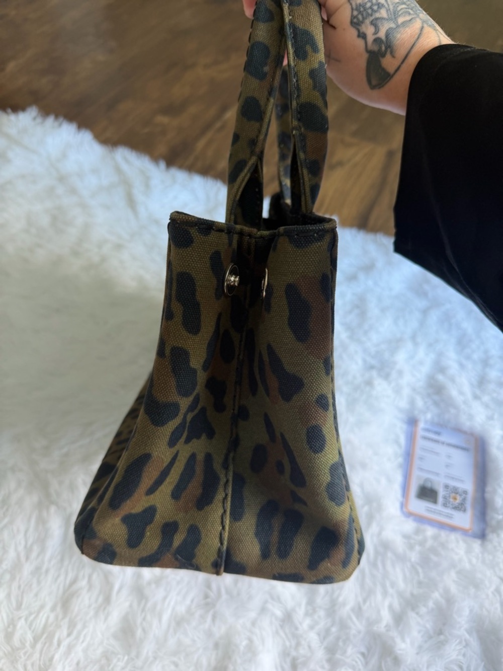 Prada Leopard Canvas Small Tote - Picture 6 of 10